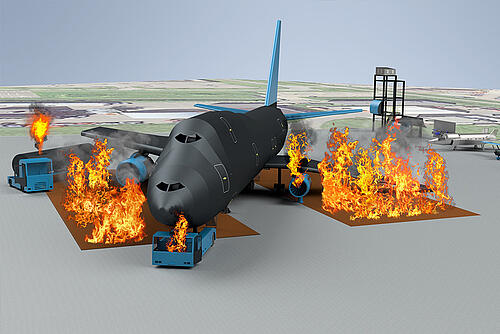 Alpine Metal Tech - Simulation - Aircraft live fire and rescure simulator - Schiphol Airport Alpine Metal Tech - Simulation - Aircraft live fire and rescure simulator - Schiphol Airport